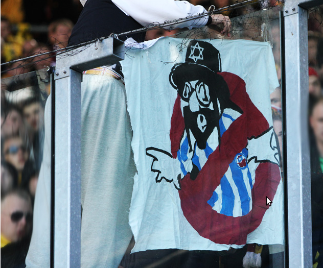 Comicfigur eines Juden im Trikot des FC Hansa Rostock